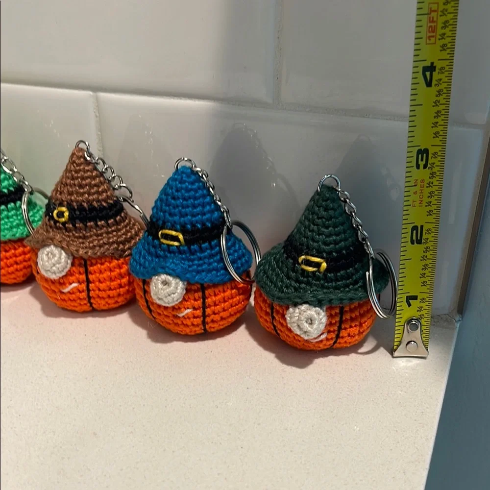 Handcrafted Pumpkin Gnome Keychain Accessory - Fall Halloween Thanksgiving - Picture 11 of 16